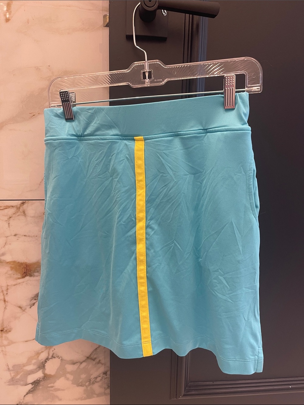 Aqua Women's Stretch Skort with Yellow Center Stripe